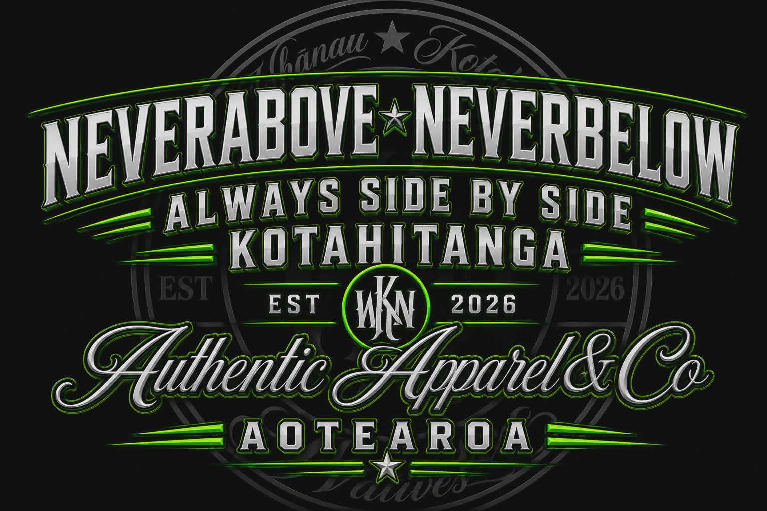 KN Authentic Apparel collection — premium Māori-inspired streetwear including tees, hoodies and tracksuits from Aotearoa